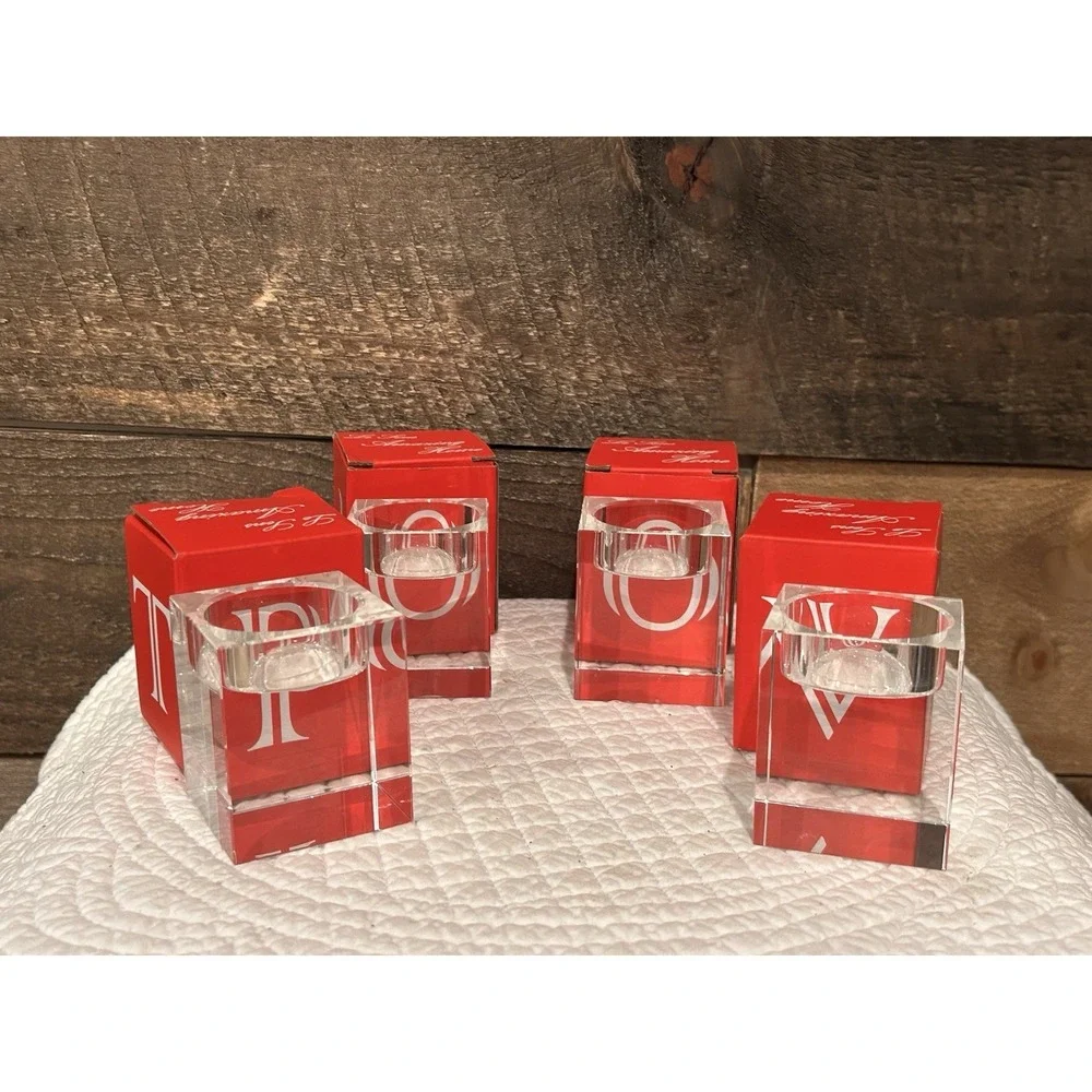 Le Sens Amazing Home Decorative‎ Home Cube Crystal Candle Holder Set 4